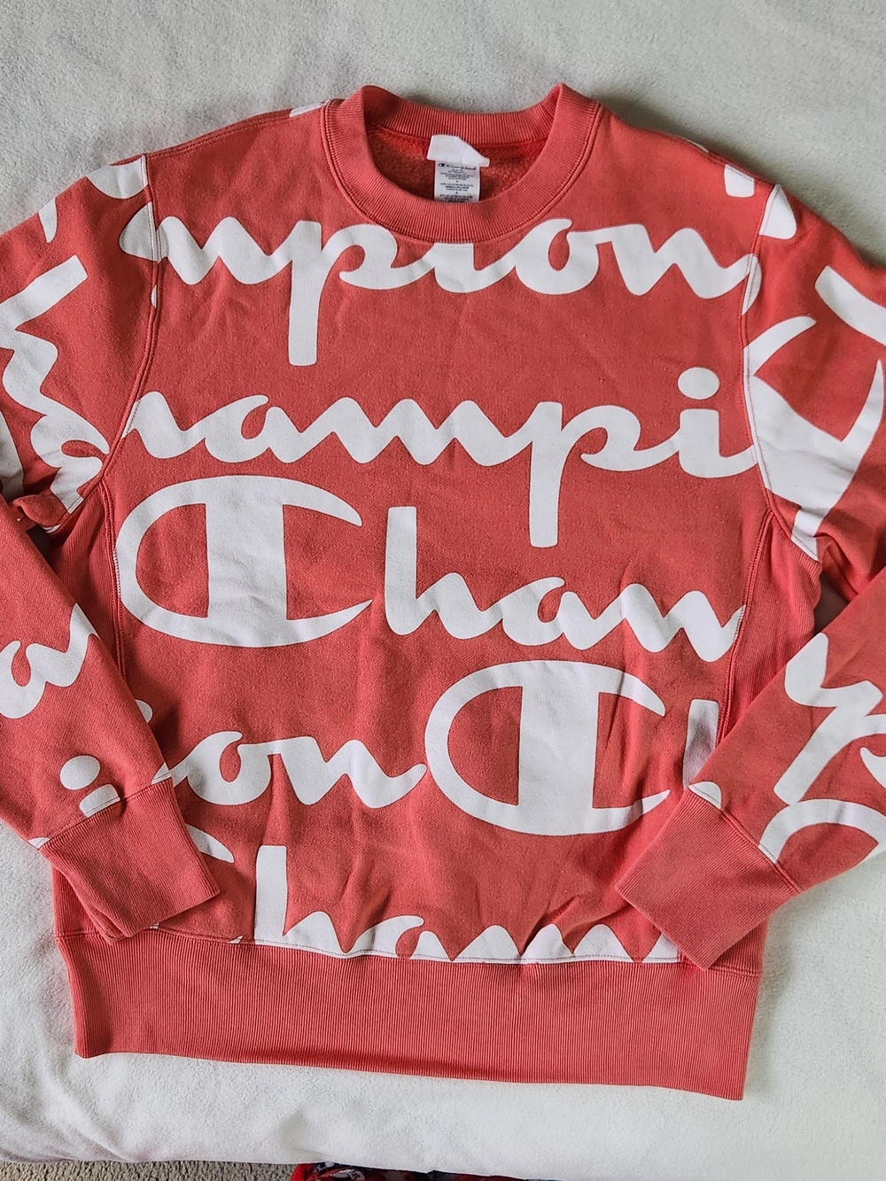 Champion Reverse Weave All Over Print Crewneck Sweatshirt Size Medium Great Cond